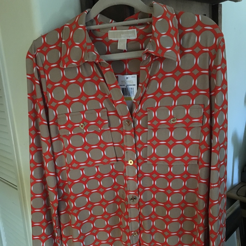 NWT Michael Kors long sleeve button shirt/blouse